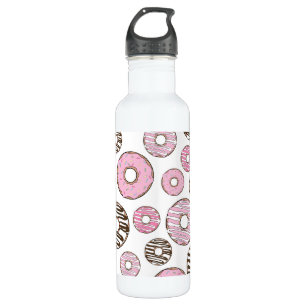 Pattern Of Doughnuts, Pink Doughnuts, White Doughn 710 Ml Water Bottle