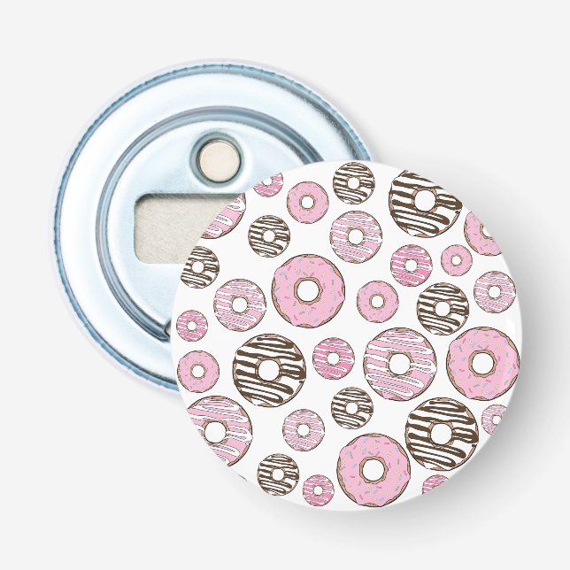 Pattern Of Doughnuts, Pink Doughnuts, White Doughn Bottle Opener (Front)