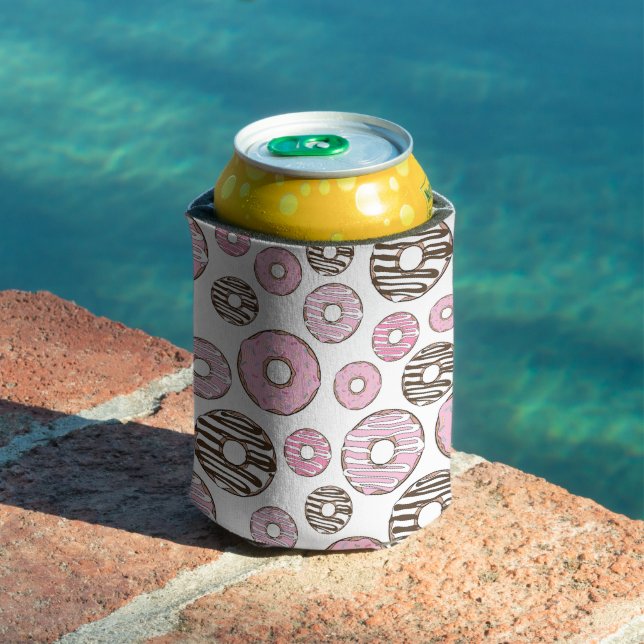 Pattern Of Doughnuts, Pink Doughnuts, White Doughn Can Cooler (In Situ Pool)