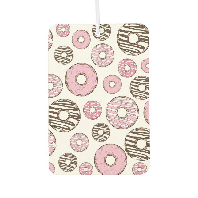 Pattern Of Doughnuts, Pink Doughnuts, White Doughn Car Air Freshener (Front)