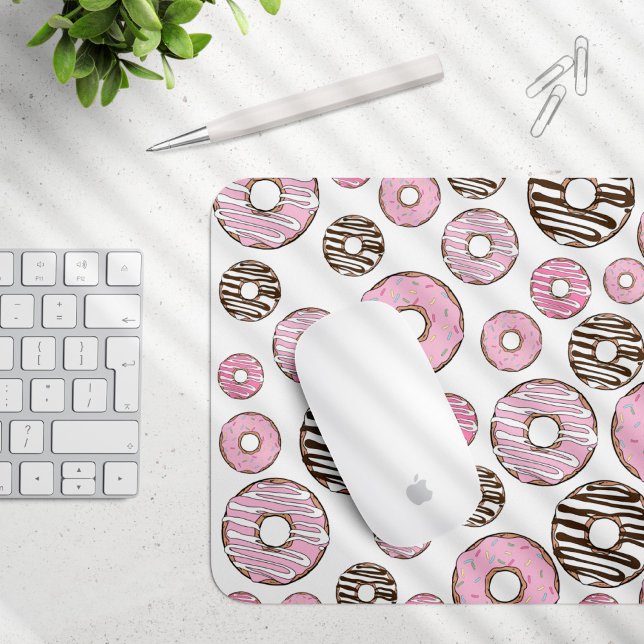 Pattern Of Doughnuts, Pink Doughnuts, White Doughn Mouse Pad (Creator Uploaded)