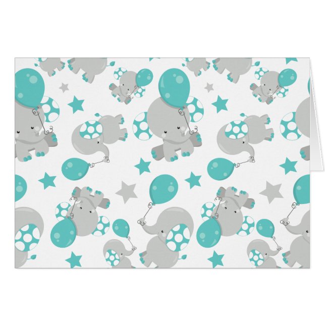 Pattern Of Elephants, Cute Elephants - Blue Grey (Front Horizontal)