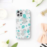 Pattern Of Elephants, Cute Elephants - Blue Grey