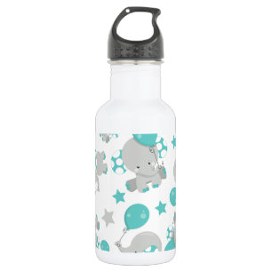Pattern Of Elephants, Cute Elephants - Blue Grey 532 Ml Water Bottle