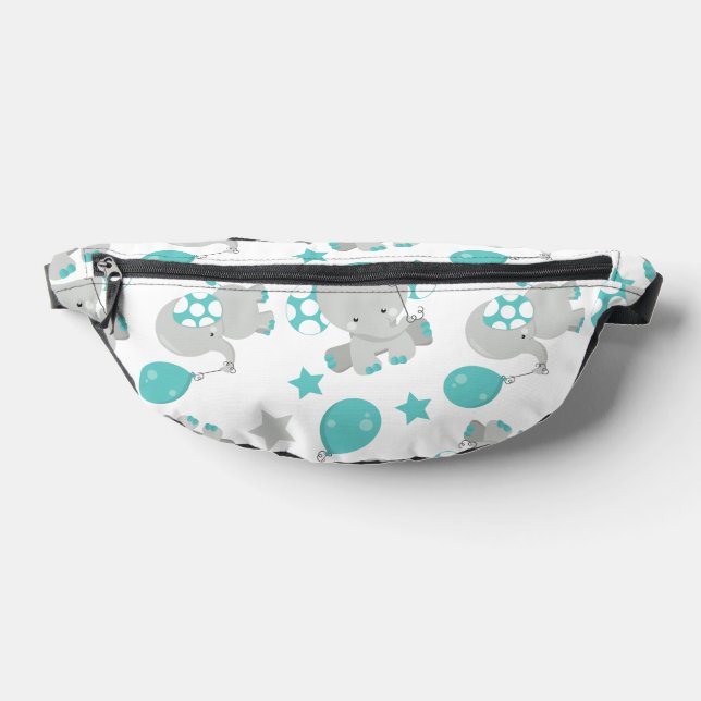 Pattern Of Elephants, Cute Elephants - Blue Grey Bum Bags (Lay Down)