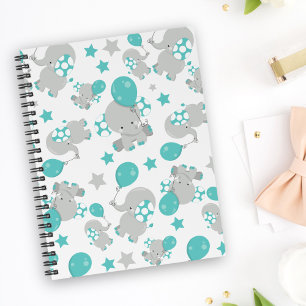 Pattern Of Elephants, Cute Elephants - Blue Grey Planner