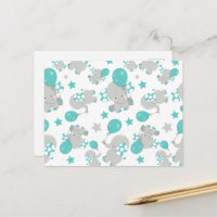 Pattern Of Elephants, Cute Elephants - Blue Grey