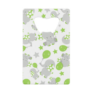 Pattern Of Elephants, Cute Elephants - Green Grey