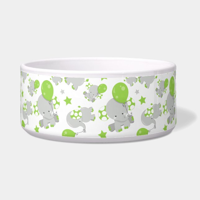 Pattern Of Elephants, Cute Elephants - Green Grey (Front)