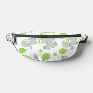 Pattern Of Elephants, Cute Elephants - Green Grey Bum Bags