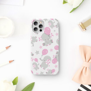 Pattern Of Elephants, Cute Elephants - Pink Grey Case-Mate iPhone Case