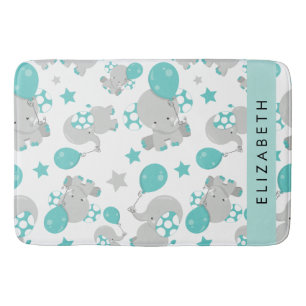 Pattern Of Elephants, Cute Elephants, Your Name Bath Mat
