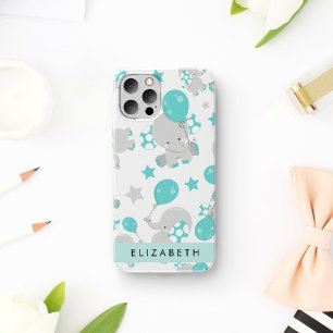 Pattern Of Elephants, Cute Elephants, Your Name iPhone 12 Pro Case