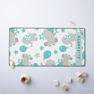 Pattern Of Elephants, Cute Elephants, Your Name Desk Mat