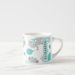 Pattern Of Elephants, Cute Elephants, Your Name Espresso Cup<br><div class="desc">Cute,  fun and adorable pattern with elephants,  balloons and stars. Modern and trendy gift,  perfect for the elephant lover in your life. Personalise by adding your name,  nickname,  monogram or initials.</div>
