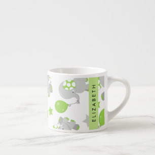 Pattern Of Elephants, Cute Elephants, Your Name Espresso Cup