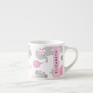 Pattern Of Elephants, Cute Elephants, Your Name Espresso Cup