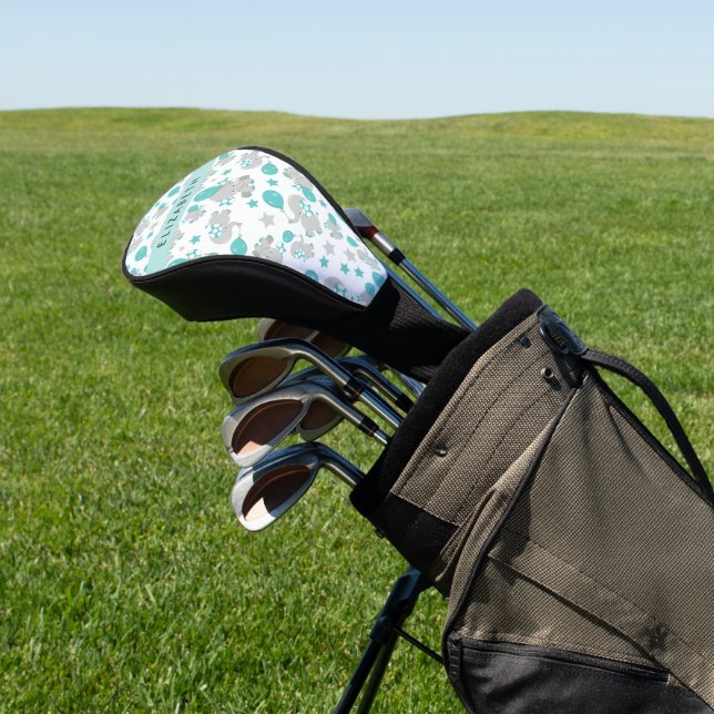 Pattern Of Elephants, Cute Elephants, Your Name Golf Head Cover (In Situ)