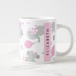 Pattern Of Elephants, Cute Elephants, Your Name Large Coffee Mug<br><div class="desc">Cute,  fun and adorable pattern with elephants,  balloons and stars. Modern and trendy gift,  perfect for the elephant lover in your life. Personalise by adding your name,  nickname,  monogram or initials.</div>
