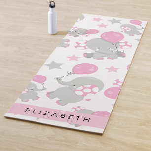 Pattern Of Elephants, Cute Elephants, Your Name Yoga Mat