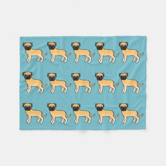 Pattern Of Fawn Bullmastiff Dogs Fleece Blanket (Front (Horizontal))