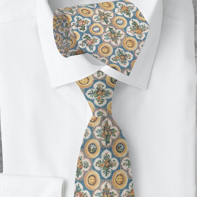 Pattern of Floral Bouquets Lion Heads Italian  Tie (Creator Uploaded)