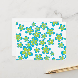 Pattern Of Flowers, Blue Flowers, Green Flowers Postcard