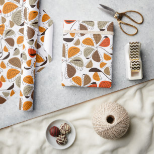 Pattern Of Flowers, Floral Pattern, Brown, Orange Wrapping Paper