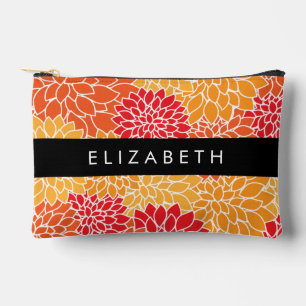 Pattern Of Flowers, Orange Dahlia, Your Name Accessory Pouch