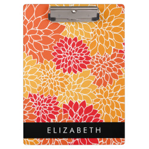 Pattern Of Flowers, Orange Dahlia, Your Name Clipboard