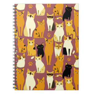 Pattern of Ginger, Black and White Cats Notebook
