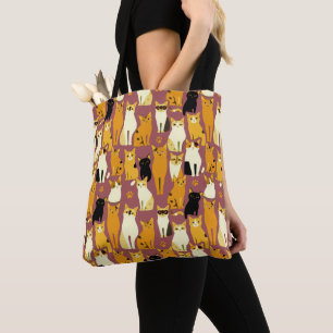 Pattern of Ginger, Black and White Cats Tote Bag