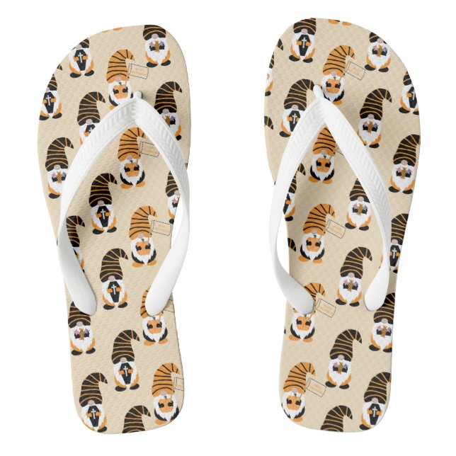 Pattern Of Gnomes, Halloween Gnomes Trick Or Treat Jandals (Footbed)