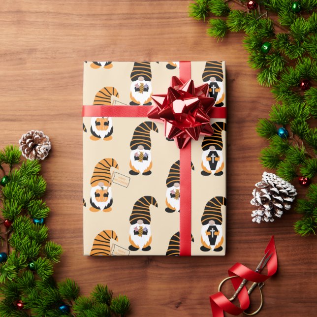 Pattern Of Gnomes, Halloween Gnomes Trick Or Treat Wrapping Paper (Holiday Gift)