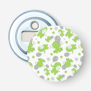 Pattern Of Green Elephants, Cute Elephants, Stars Bottle Opener