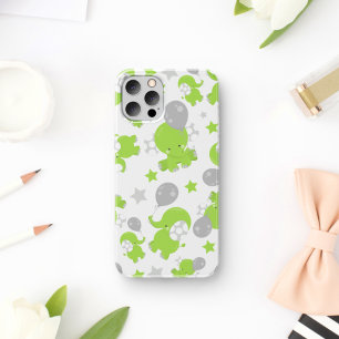 Pattern Of Green Elephants, Cute Elephants, Stars Case-Mate iPhone Case