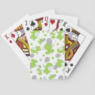 Pattern Of Green Elephants, Cute Elephants, Stars Playing Cards