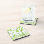Pattern Of Green Elephants, Stars, Your Name Coaster<br><div class="desc">Cute,  fun and adorable pattern with green elephants,  balloons and stars. Modern and trendy gift,  perfect for the elephant lover in your life. Personalise by adding your name,  nickname,  monogram or initials.</div>