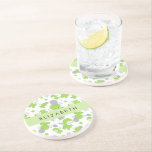 Pattern Of Green Elephants, Stars, Your Name Coaster<br><div class="desc">Cute,  fun and adorable pattern with green elephants,  balloons and stars. Modern and trendy gift,  perfect for the elephant lover in your life. Personalise by adding your name,  nickname,  monogram or initials.</div>