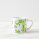 Pattern Of Green Elephants, Stars, Your Name Espresso Cup<br><div class="desc">Cute,  fun and adorable pattern with green elephants,  balloons and stars. Modern and trendy gift,  perfect for the elephant lover in your life. Personalise by adding your name,  nickname,  monogram or initials.</div>