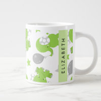 Pattern Of Green Elephants, Stars, Your Name