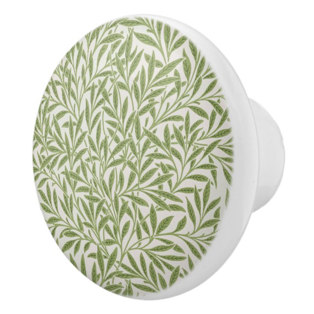 Pattern of green leafy branches  ceramic knob (Right)