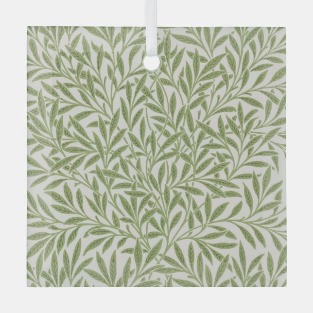 Pattern of green leafy branches  glass tree decoration (Front)