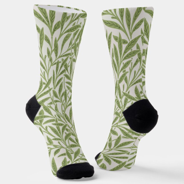 Pattern of green leafy branches  socks (Angled)