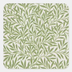 Pattern of green leafy branches  square sticker