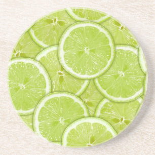 Pattern Of Green Lime Slices Coaster