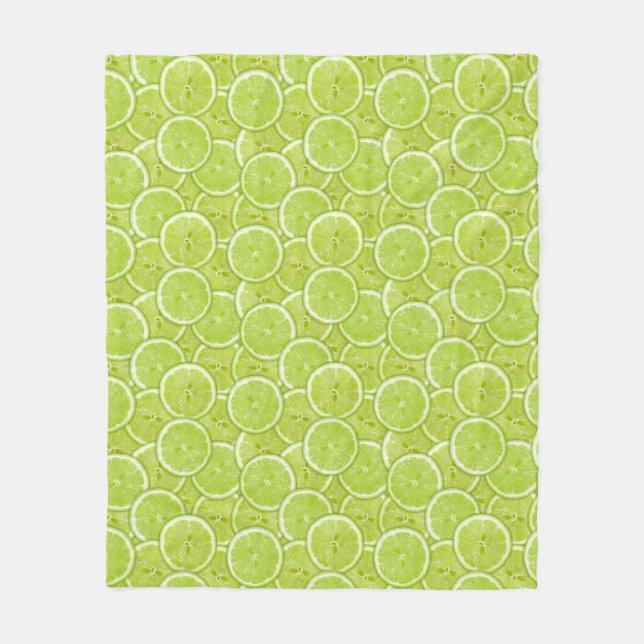 Pattern Of Green Lime Slices Fleece Blanket (Front)