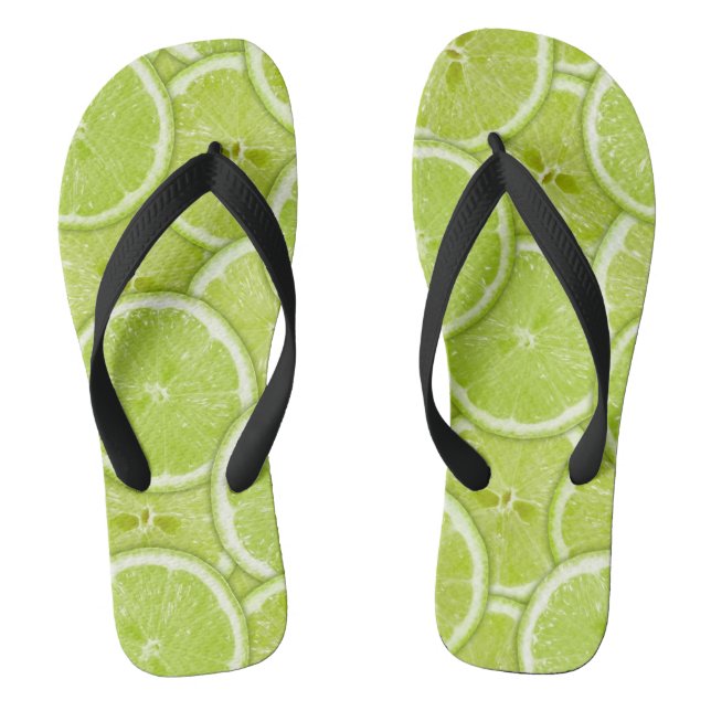 Pattern Of Green Lime Slices Jandals (Footbed)