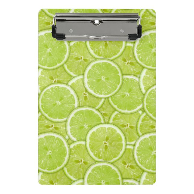 Pattern Of Green Lime Slices Mini Clipboard (Front)
