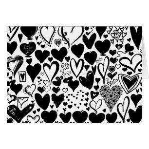 Pattern Of Hearts, Black Hearts, Black and White
